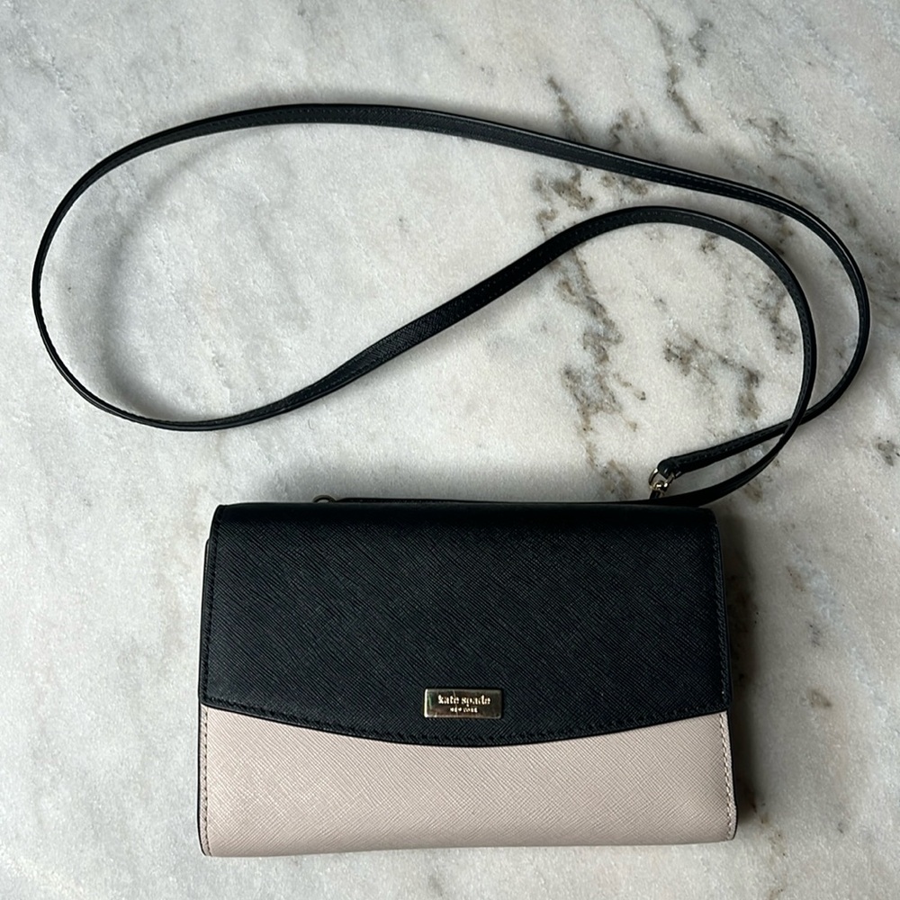 Kate Spade Laurel Way Winni Wallet Crossbody 2-Tone  Almondine/Black